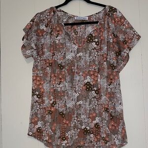 Floral Blouse - Brown and Pink